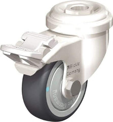 Blickle - 2" Diam x 3/4" Wide x 2-23/32" OAH Hollow Kingpin Mount Swivel Caster with Brake - Thermoplastic Rubber Elastomer (TPE), 110 Lb Capacity, Ball Bearing, Hollow Kingpin Stem - Exact Tool & Supply