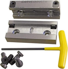 CarveSmart - 3/4" Jaw Width, 1.685" Jaw Height, 3/4" Jaw Thickness, Quick Change Jaw System Vise Jaw Sets - Steel, Bolt-On, 2 Jaws, Semi-Hard Jaws - Exact Tool & Supply