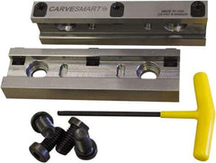 CarveSmart - 3/4" Jaw Width, 1.685" Jaw Height, 3/4" Jaw Thickness, Quick Change Jaw System Vise Jaw Sets - Steel, Bolt-On, 2 Jaws, Semi-Hard Jaws - Exact Tool & Supply