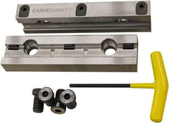 CarveSmart - 1" Jaw Width, 1.99" Jaw Height, 1" Jaw Thickness, Quick Change Jaw System Vise Jaw Sets - Steel, Bolt-On, 2 Jaws, Semi-Hard Jaws - Exact Tool & Supply