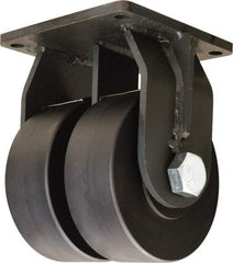 Hamilton - 6" Diam x 3" Wide x 10" OAH Top Plate Mount Dual Rigid Caster - Nylon, 10,800 Lb Capacity, Sealed Precision Ball Bearing, 8-1/2 x 8-1/2" Plate - Exact Tool & Supply