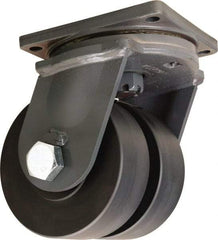Hamilton - 6" Diam x 3" Wide x 10" OAH Top Plate Mount Dual Swivel Caster - Nylon, 10,800 Lb Capacity, Sealed Precision Ball Bearing, 8-1/2 x 8-1/2" Plate - Exact Tool & Supply