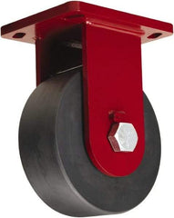 Hamilton - 8" Diam x 3" Wide x 10-1/2" OAH Top Plate Mount Rigid Caster - Nylon, 6,500 Lb Capacity, Sealed Precision Ball Bearing, 6-1/2 x 7-1/2" Plate - Exact Tool & Supply