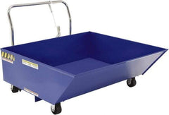 Vestil - 292 Lb Load Capacity, 1/2 Cu Yd, Steel Low Profile - 48-7/16" Wide x 54-1/16" Long x 34" High, Blue - Exact Tool & Supply