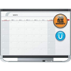 Quartet - 24" High x 36" Wide Magnetic Dry Erase Calendar - Fiberboard/Plastic Frame, Includes Dry-Erase Marker & Mounting Kit - Exact Tool & Supply