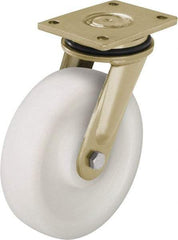 Blickle - 10" Diam x 2-9/16" Wide x 12" OAH Top Plate Mount Swivel Caster - Impact-Resistant Nylon, 4,400 Lb Capacity, Plain Bore Bearing, 6-7/8 x 5-1/2" Plate - Exact Tool & Supply