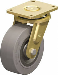 Blickle - 8" Diam x 3-9/64" Wide x 10-1/32" OAH Top Plate Mount Swivel Caster - Solid Rubber, 1,870 Lb Capacity, Ball Bearing, 6-7/8 x 5-1/2" Plate - Exact Tool & Supply
