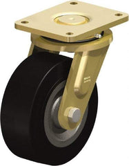 Blickle - 8" Diam x 3-9/64" Wide x 10-1/32" OAH Top Plate Mount Swivel Caster - Solid Rubber, 1,870 Lb Capacity, Ball Bearing, 6-7/8 x 5-1/2" Plate - Exact Tool & Supply