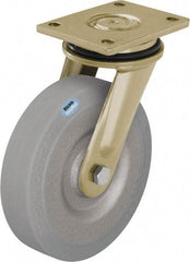 Blickle - 6-1/2" Diam x 1-31/32" Wide x 8-1/16" OAH Top Plate Mount Swivel Caster - Solid Rubber, 990 Lb Capacity, Ball Bearing, 5-1/2 x 4-3/8" Plate - Exact Tool & Supply