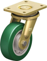 Blickle - 6" Diam x 1-31/32" Wide x 7-7/8" OAH Top Plate Mount Swivel Caster - Polyurethane-Elastomer Blickle Softhane, 1,210 Lb Capacity, Ball Bearing, 5-1/2 x 4-3/8" Plate - Exact Tool & Supply
