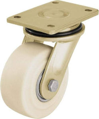 Blickle - 5" Diam x 2-5/32" Wide x 6-11/16" OAH Top Plate Mount Swivel Caster - Impact-Resistant Cast Nylon, 3,850 Lb Capacity, Ball Bearing, 5-1/2 x 4-3/8" Plate - Exact Tool & Supply
