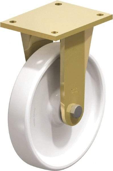 Blickle - 10" Diam x 1-31/32" Wide x 12" OAH Top Plate Mount Rigid Caster - Impact-Resistant Nylon, 3,300 Lb Capacity, Plain Bore Bearing, 6-7/8 x 5-1/2" Plate - Exact Tool & Supply