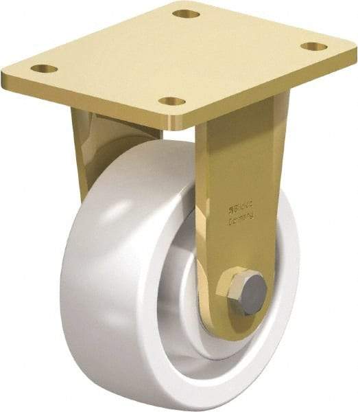 Blickle - 5" Diam x 1-31/32" Wide x 6-11/16" OAH Top Plate Mount Rigid Caster - Impact-Resistant Nylon, 1,650 Lb Capacity, Ball Bearing, 5-1/2 x 4-3/8" Plate - Exact Tool & Supply
