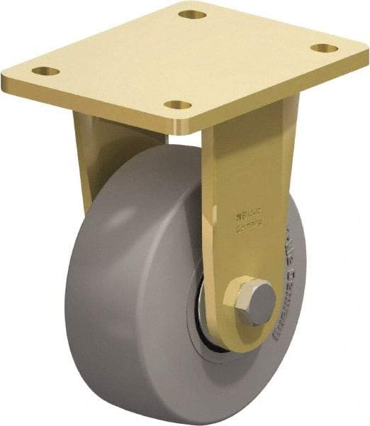 Blickle - 5" Diam x 1-31/32" Wide x 6-11/16" OAH Top Plate Mount Rigid Caster - Solid Rubber, 704 Lb Capacity, Ball Bearing, 5-1/2 x 4-3/8" Plate - Exact Tool & Supply