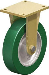 Blickle - 10" Diam x 2-23/64" Wide x 12" OAH Top Plate Mount Rigid Caster - Polyurethane-Elastomer Blickle Softhane, 2,640 Lb Capacity, Ball Bearing, 6-7/8 x 5-1/2" Plate - Exact Tool & Supply