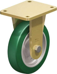 Blickle - 8" Diam x 1-31/32" Wide x 9-41/64" OAH Top Plate Mount Rigid Caster - Polyurethane-Elastomer Blickle Softhane, 1,760 Lb Capacity, Ball Bearing, 5-1/2 x 4-3/8" Plate - Exact Tool & Supply