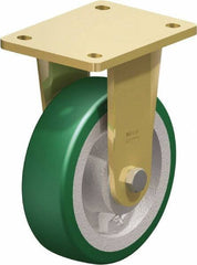 Blickle - 6-1/2" Diam x 1-31/32" Wide x 8-5/64" OAH Top Plate Mount Rigid Caster - Polyurethane-Elastomer Blickle Softhane, 1,320 Lb Capacity, Ball Bearing, 5-1/2 x 4-3/8" Plate - Exact Tool & Supply