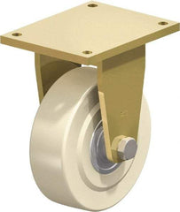 Blickle - 10" Diam x 3-9/64" Wide x 13" OAH Top Plate Mount Rigid Caster - Impact-Resistant Cast Nylon, 13,200 Lb Capacity, Ball Bearing, 10 x 7-7/8" Plate - Exact Tool & Supply