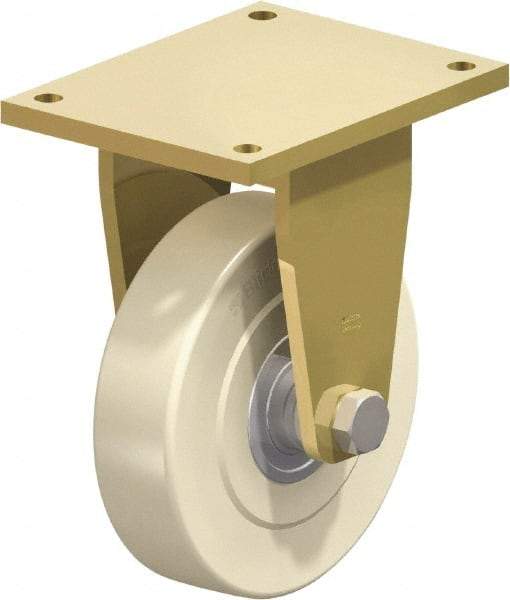 Blickle - 10" Diam x 2-9/16" Wide x 13" OAH Top Plate Mount Rigid Caster - Impact-Resistant Cast Nylon, 11,000 Lb Capacity, Ball Bearing, 10 x 7-7/8" Plate - Exact Tool & Supply