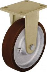 Blickle - 8" Diam x 1-31/32" Wide x 9-41/64" OAH Top Plate Mount Rigid Caster - Polyurethane-Elastomer Blickle Besthane, 2,200 Lb Capacity, Ball Bearing, 5-1/2 x 4-3/8" Plate - Exact Tool & Supply
