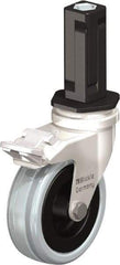 Blickle - 3" Diam x 63/64" Wide x 3-31/32" OAH Stem Mount Swivel Caster with Brake - Solid Rubber, 132 Lb Capacity, Plain Bore Bearing, Square Stem - Exact Tool & Supply