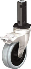 Blickle - 3" Diam x 63/64" Wide x 3-31/32" OAH Stem Mount Swivel Caster with Brake - Solid Rubber, 132 Lb Capacity, Plain Bore Bearing, Square Stem - Exact Tool & Supply