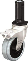 Blickle - 3" Diam x 63/64" Wide x 3-31/32" OAH Stem Mount Swivel Caster with Brake - Solid Rubber, 132 Lb Capacity, Plain Bore Bearing, Round Stem - Exact Tool & Supply