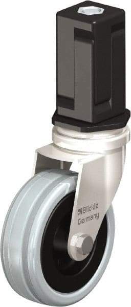 Blickle - 3" Diam x 63/64" Wide x 3-31/32" OAH Stem Mount Swivel Caster - Solid Rubber, 132 Lb Capacity, Plain Bore Bearing, Square Stem - Exact Tool & Supply