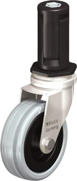 Blickle - 3" Diam x 63/64" Wide x 3-31/32" OAH Stem Mount Swivel Caster - Solid Rubber, 132 Lb Capacity, Plain Bore Bearing, Round Stem - Exact Tool & Supply