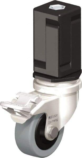 Blickle - 2" Diam x 45/64" Wide x 2-13/16" OAH Stem Mount Swivel Caster with Brake - Solid Rubber, 88 Lb Capacity, Plain Bore Bearing, Square Stem - Exact Tool & Supply