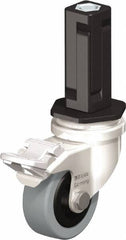 Blickle - 2" Diam x 45/64" Wide x 2-13/16" OAH Stem Mount Swivel Caster with Brake - Solid Rubber, 88 Lb Capacity, Plain Bore Bearing, Square Stem - Exact Tool & Supply