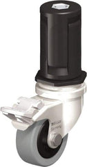 Blickle - 2" Diam x 45/64" Wide x 2-13/16" OAH Stem Mount Swivel Caster with Brake - Solid Rubber, 88 Lb Capacity, Plain Bore Bearing, Round Stem - Exact Tool & Supply