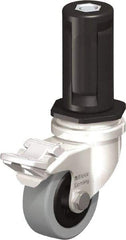 Blickle - 2" Diam x 45/64" Wide x 2-13/16" OAH Stem Mount Swivel Caster with Brake - Solid Rubber, 88 Lb Capacity, Plain Bore Bearing, Round Stem - Exact Tool & Supply