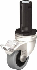 Blickle - 2" Diam x 45/64" Wide x 2-13/16" OAH Stem Mount Swivel Caster with Brake - Solid Rubber, 88 Lb Capacity, Plain Bore Bearing, Round Stem - Exact Tool & Supply