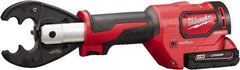 Milwaukee Tool - 6 Ton Electric Crimper - Includes Charger, 2 18V Li-Ion Batteries, Crimper Jaw, Carabiner, Utility Bucket Bag - Exact Tool & Supply