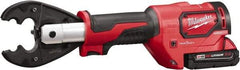 Milwaukee Tool - 6 Ton Electric Crimper - Includes Charger, 2 18V Li-Ion Batteries, Crimper Jaw, Carabiner, Utility Bucket Bag - Exact Tool & Supply