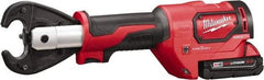 Milwaukee Tool - 6 Ton Electric Crimper - Includes Charger, 2 18V Li-Ion Batteries, Crimper Jaw, Carabiner, Utility Bucket Bag - Exact Tool & Supply
