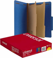 UNIVERSAL - 8-1/2 x 11", Letter Size, Cobalt Blue, Classification Folders with Top Tab Fastener - 25 Point Stock, Right of Center Tab Cut Location - Exact Tool & Supply