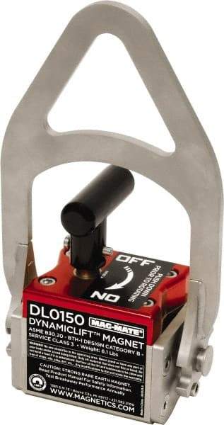Mag-Mate - 150 Lb Load Capacity, Magnetic Lifter - 9" High x 5" Wide, 2 Poles - Exact Tool & Supply