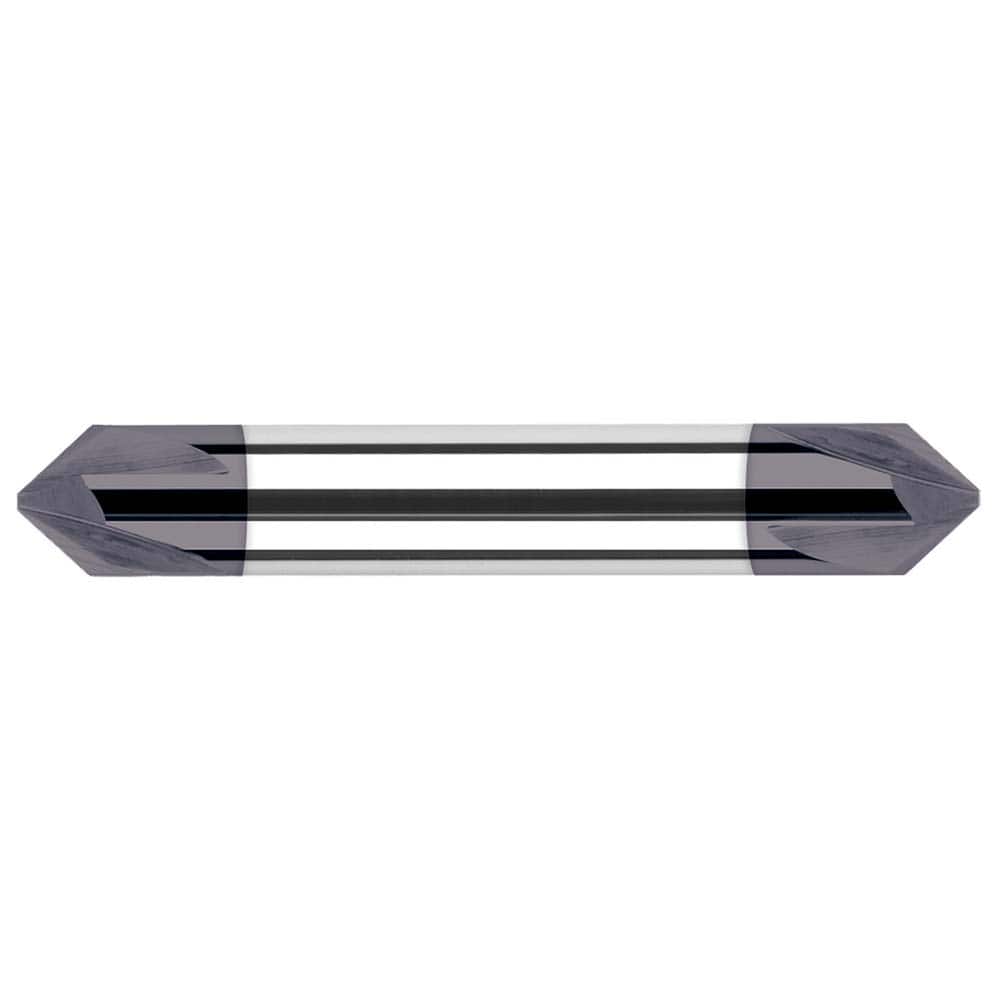 Harvey Tool - 3/8" Diam 30°/150° 3-Flute Double End Solid Carbide Chamfer Mill - Exact Tool & Supply
