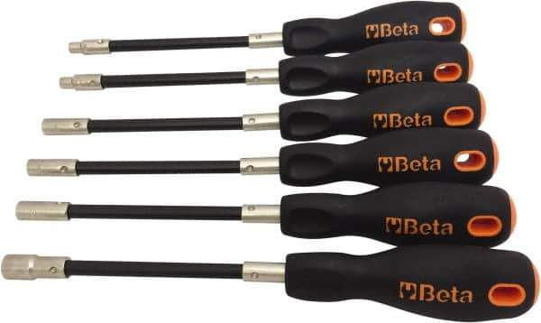 Beta - 6mm Flexible Shaft Nutdriver - Ergonomic Handle, 265mm OAL - Exact Tool & Supply