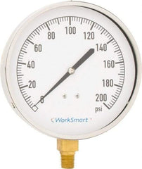 Value Collection - 4-1/2" Dial, 1/4 Thread, 0-200 Scale Range, Pressure Gauge - Lower Connection Mount, Accurate to 0.01% of Scale - Exact Tool & Supply