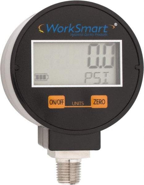 Value Collection - 2-1/2" Dial, 1/4 Thread, 0-500 Scale Range, Pressure Gauge - Lower Connection Mount, Accurate to 0.01% of Scale - Exact Tool & Supply