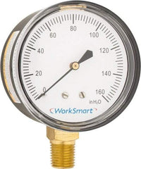 Value Collection - 2-1/2" Dial, 1/4 Thread, 0-160 Scale Range, Pressure Gauge - Lower Connection Mount, Accurate to 1.5% of Scale - Exact Tool & Supply