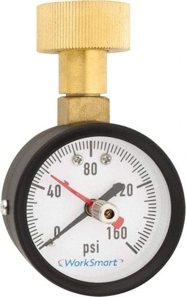 Value Collection - 2" Dial, 3/4 Thread, 0-160 Scale Range, Pressure Gauge - Top Connection Mount, Accurate to 3-2-3% of Scale - Exact Tool & Supply