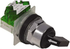 Schneider Electric - 1.18 Inch Mount Hole, 2 Position, Knob and Pushbutton Operated, Selector Switch - Black, Maintained (MA), Weatherproof and Dust and Oil Resistant - Exact Tool & Supply