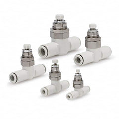 SMC PNEUMATICS - Speed & Flow Control Valves Valve Type: Flow Control Offset Inline Tube Outside Diameter (Inch): 3/8 - Exact Tool & Supply
