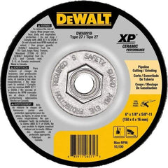 DeWALT - 24 Grit, 6" Wheel Diam, Type 27 Depressed Center Wheel - Coarse/Medium Grade, Ceramic, N Hardness, 10,100 Max RPM - Exact Tool & Supply