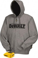 DeWALT - Size 3XL Heated & Cold Weather Jacket - Gray, Polyester, Zipper Closure - Exact Tool & Supply