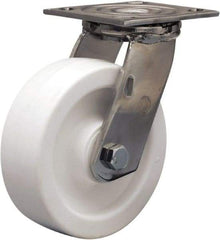 Hamilton - 6" Diam x 2" Wide x 7-1/2" OAH Top Plate Mount Swivel Caster - Polyolefin, 750 Lb Capacity, Delrin Bearing, 3-3/4 x 4-1/2" Plate - Exact Tool & Supply